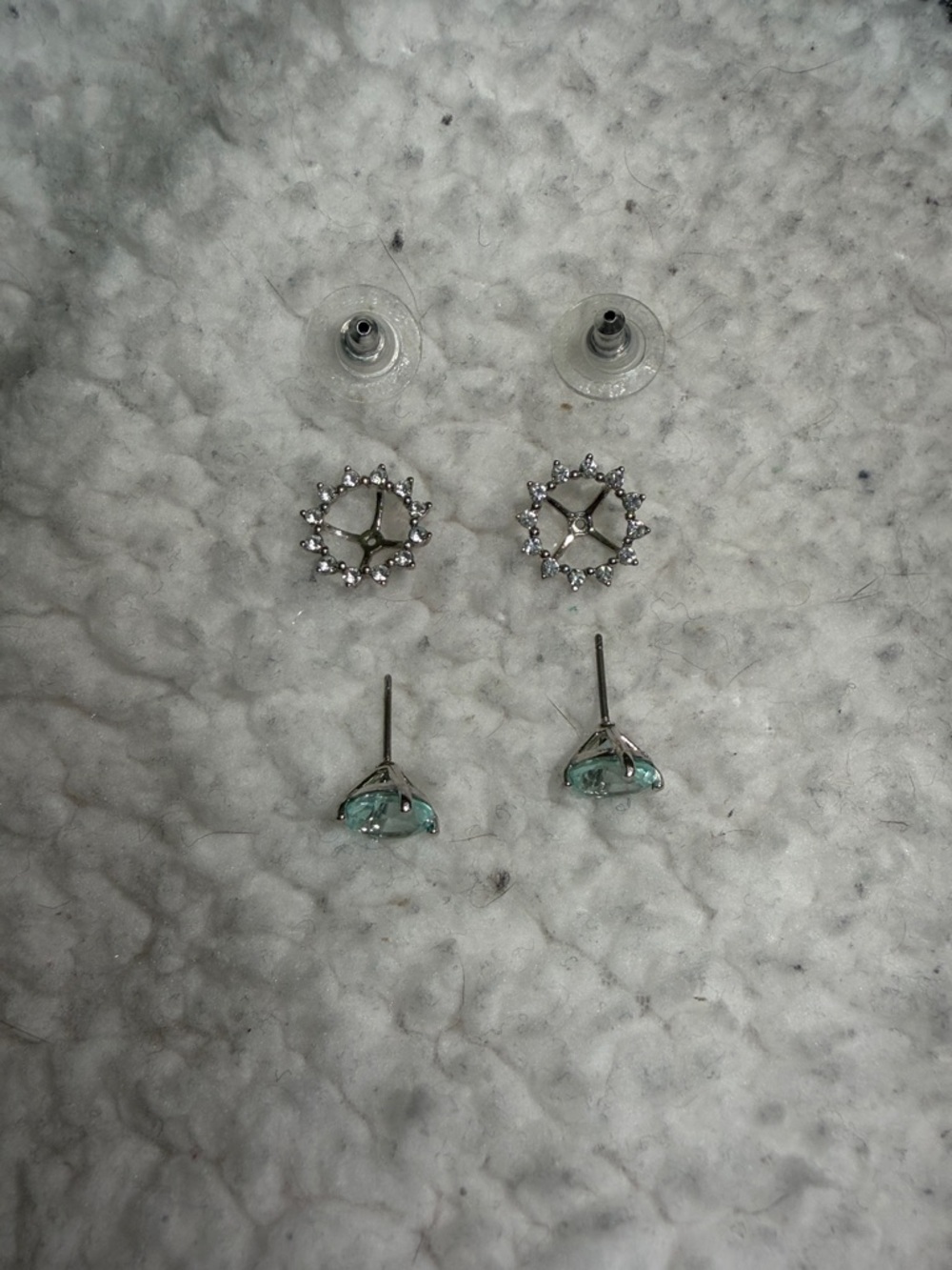 Stella & Dot Light Blue Halo Stud Earrings in Silver Tone - Picture 3 of 9
